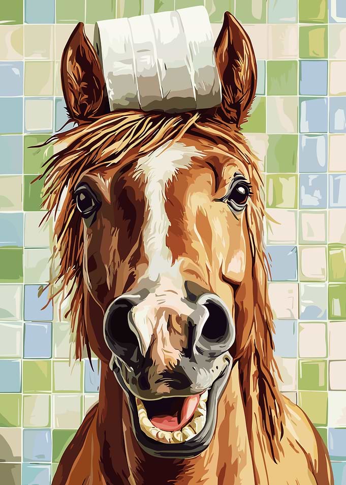 Horse with Toilet Paper on Head