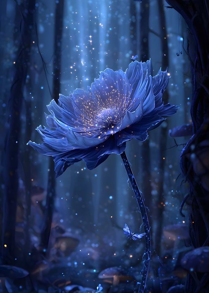 Blue Flower in Enchanted Forest