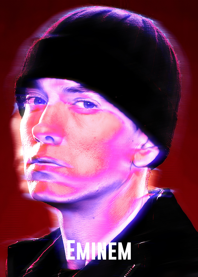 Eminem Portrait with Neon Effects