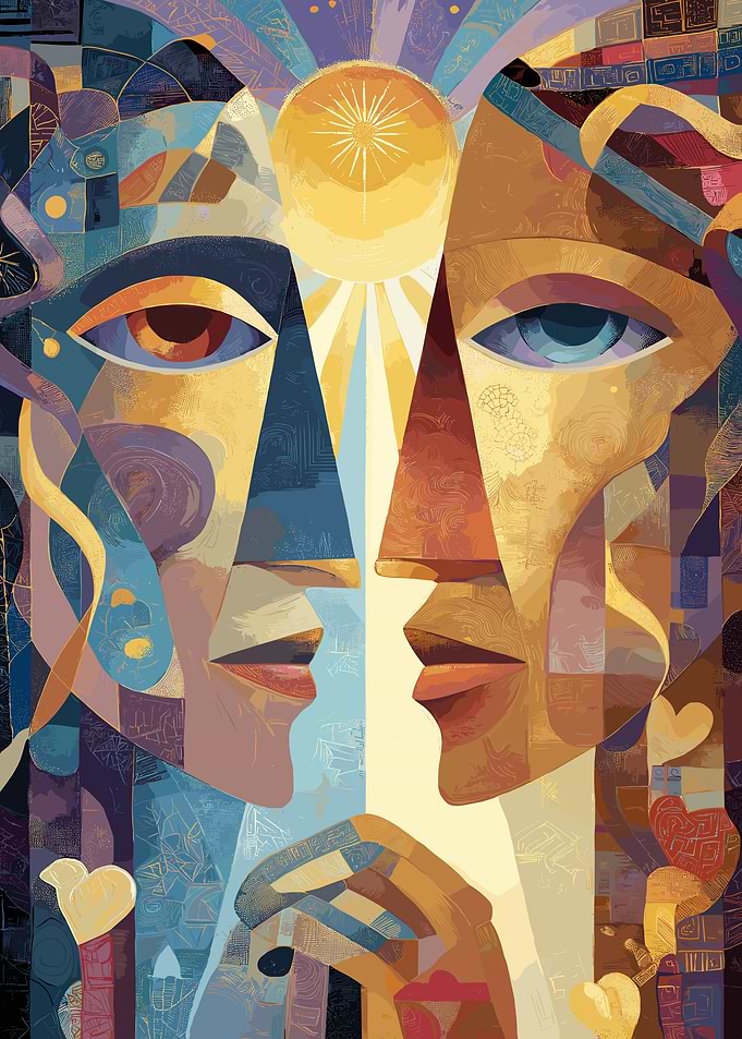 Abstract Faces with Sun