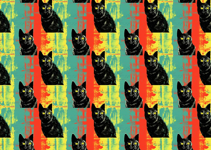 Black Cat Pop Art Pattern