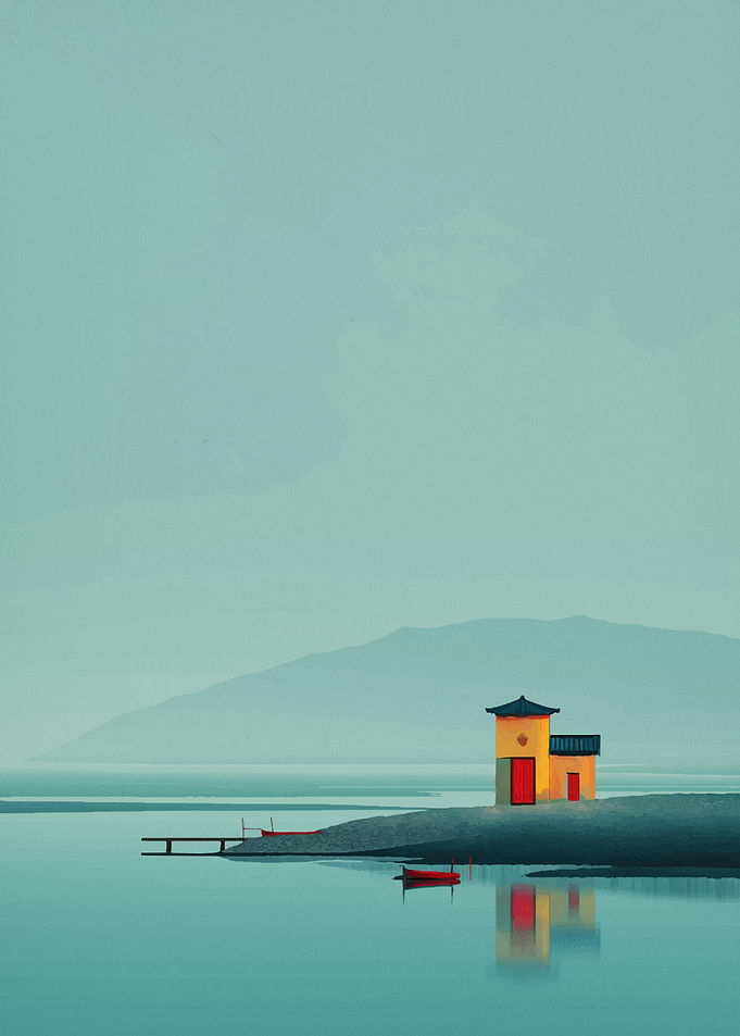 Minimalist Coastal House with Boats