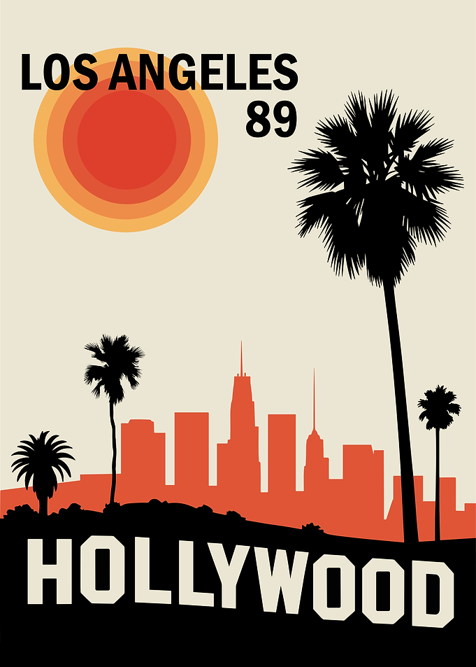 Los Angeles Hollywood Retro Travel Poster