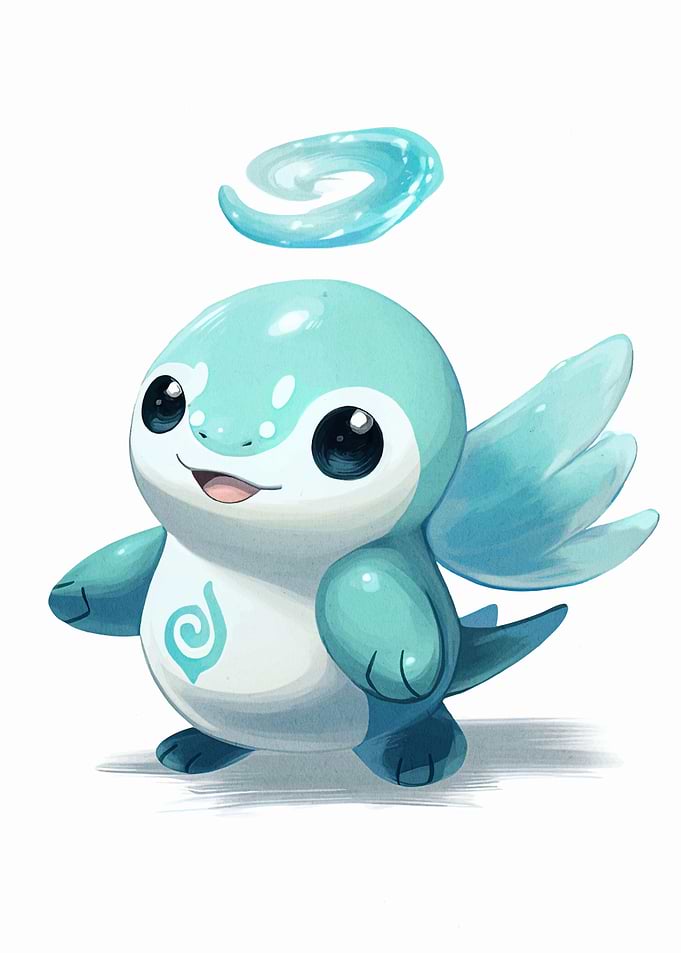 Cute Blue Water Creature Illustration