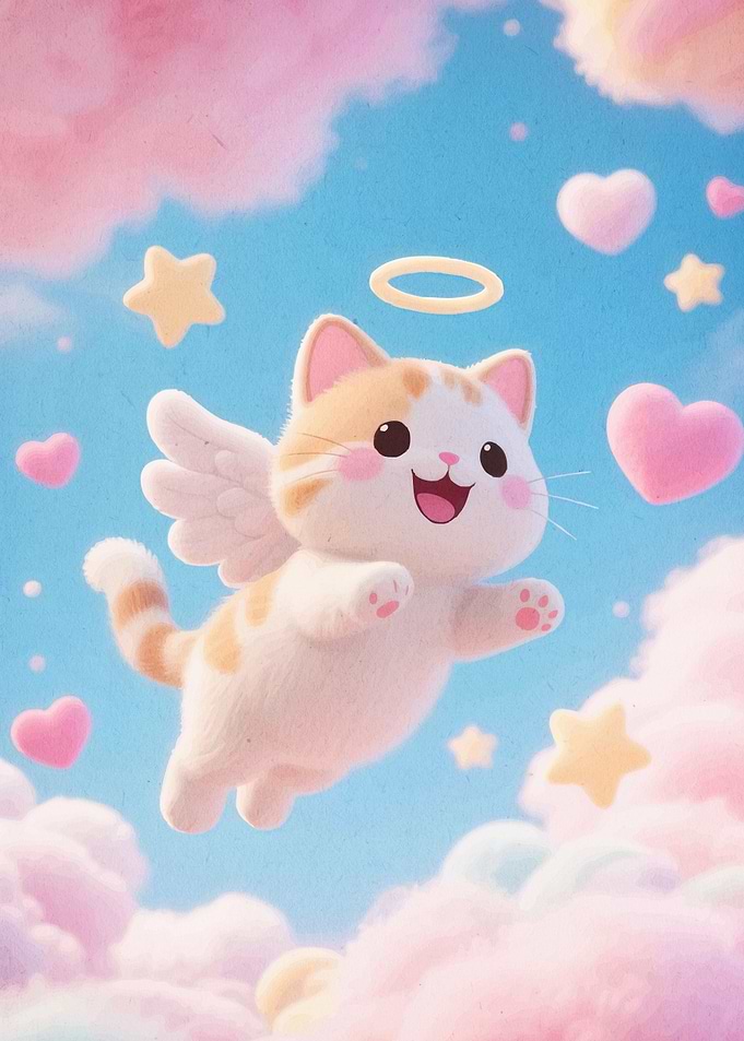 Cute Angel Cat Sky