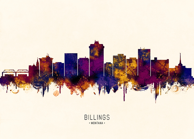 Billings Montana Skyline Watercolor