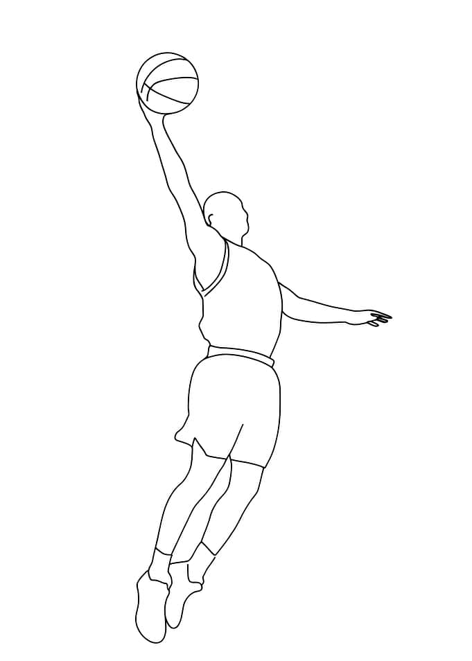 Minimalist Basketball Player Line Art Dunking