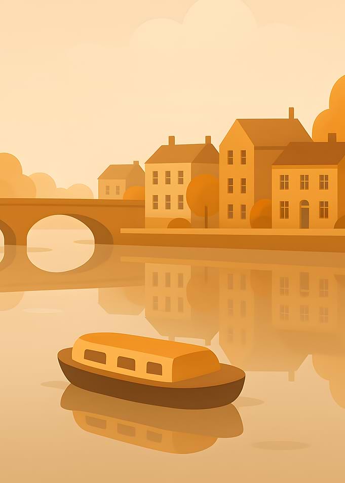 Monochromatic Canal Scene with Boat
