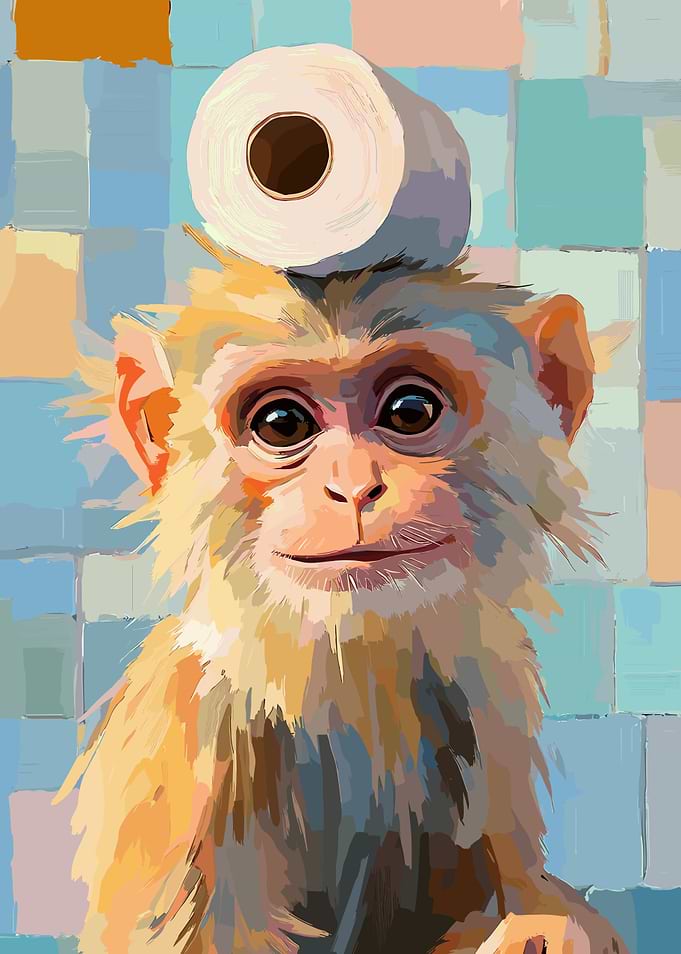Monkey with Toilet Paper on Head