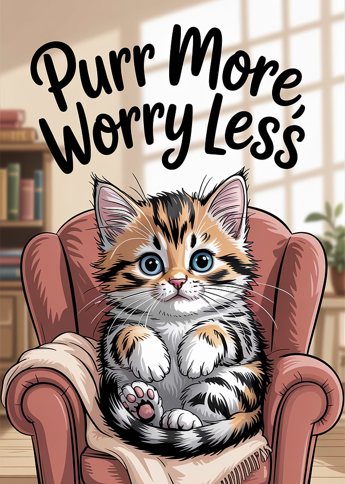Purr More Worry Less Kitten