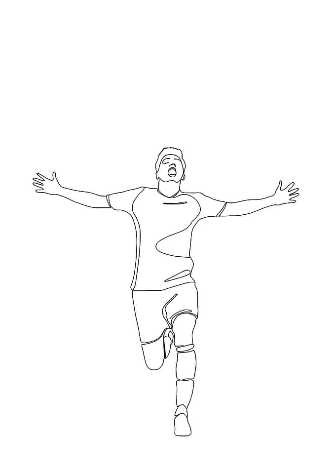 Soccer Player Celebration Minimalist Line Art