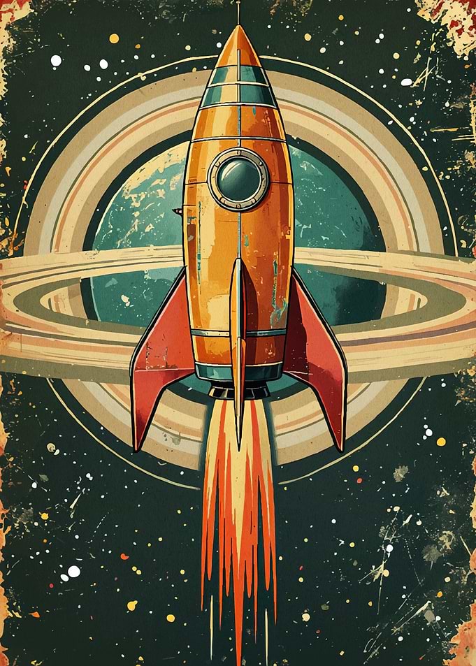Retro Rocket Launching Space
