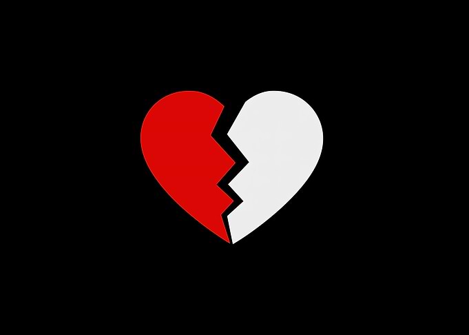 Broken Heart Red and White