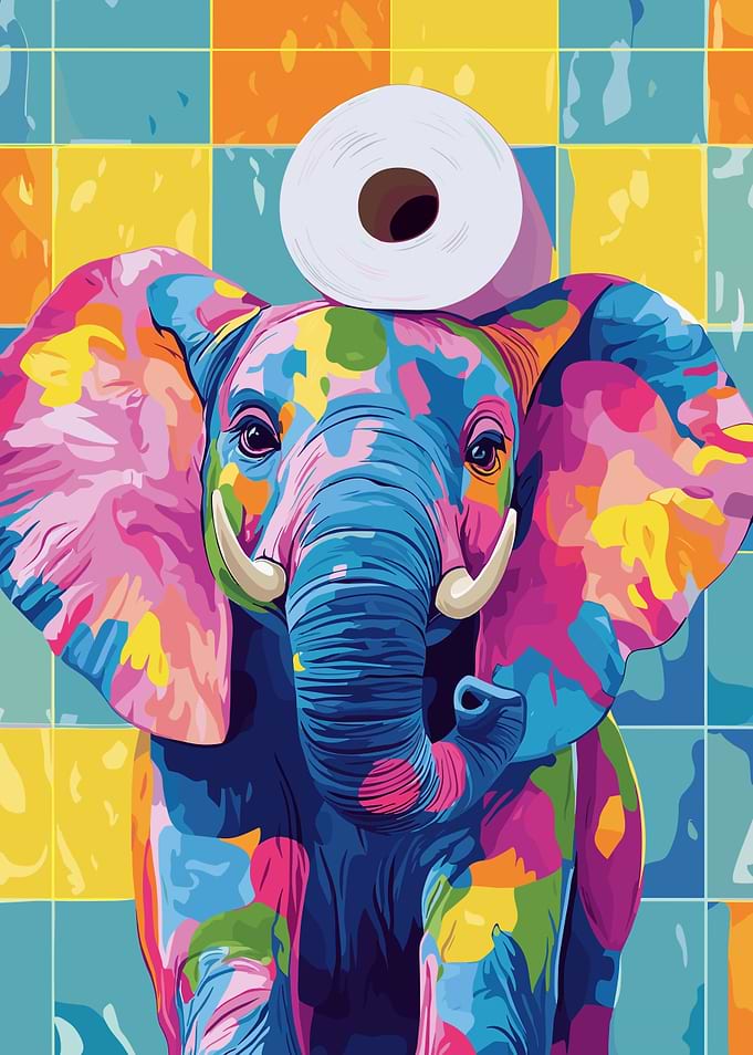 Colorful Elephant with Toilet Paper Roll