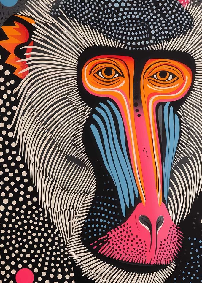 Colorful Mandrill Portrait