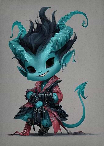 Cute Blue Devil Cartoon Character