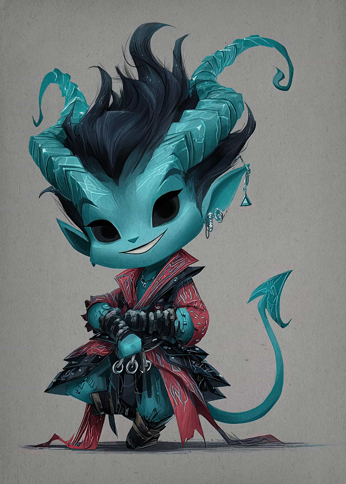 Cute Blue Devil Cartoon Character