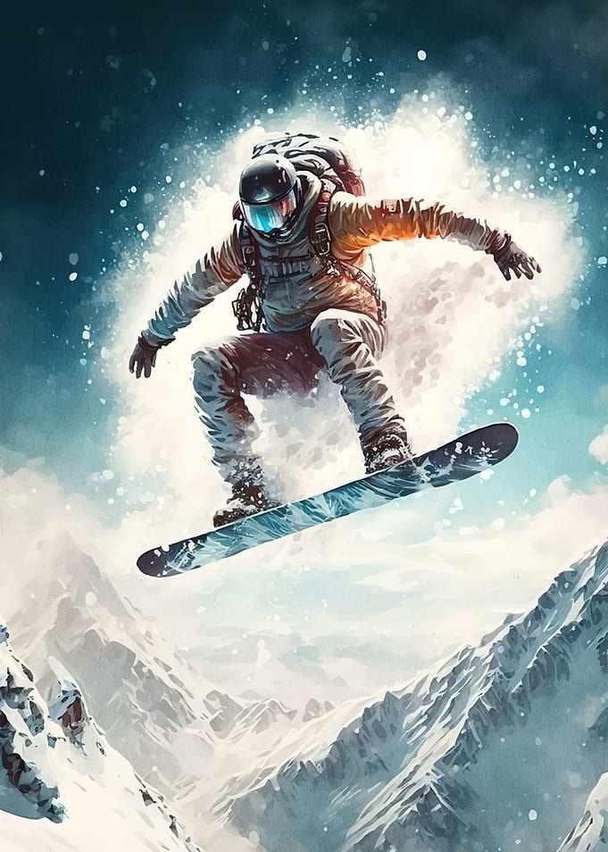 Snowboarder Snowy Mountains