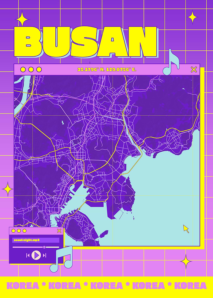 Busan Map Retro Aesthetic Poster