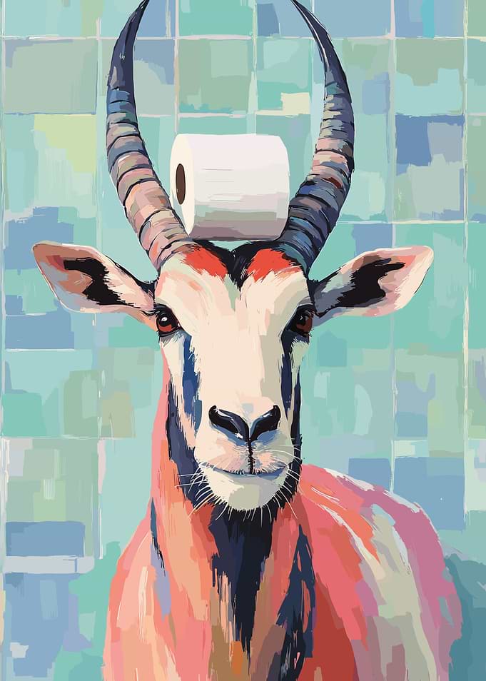 Antelope with Toilet Paper on Horns
