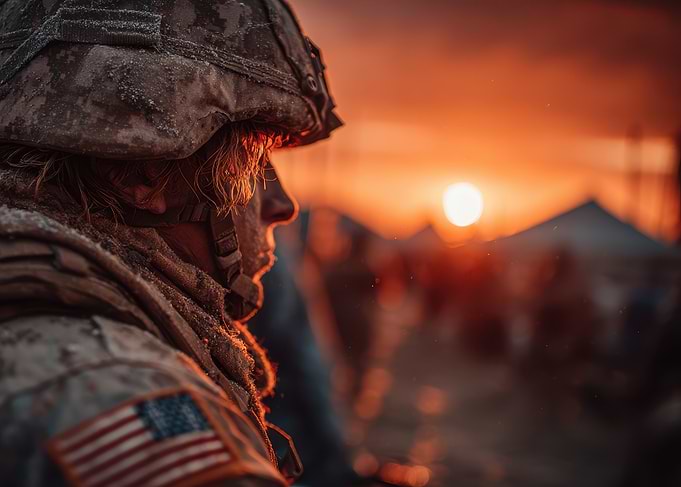American Soldier at Sunset