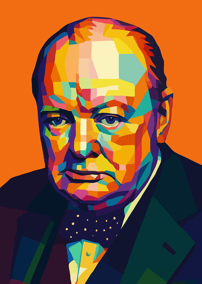 Winston Churchill Wpap Pop Art Portrait