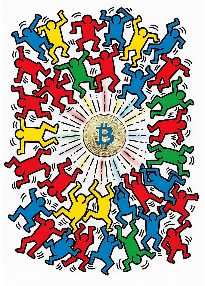 Bitcoin Haring Style Art