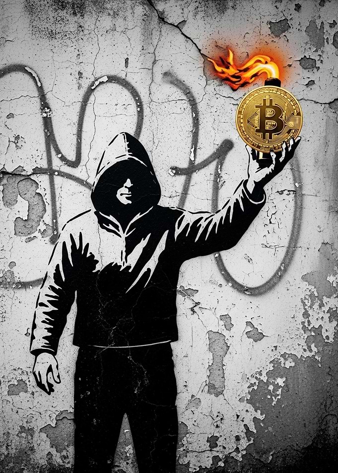 Bitcoin Bomb Graffiti Art