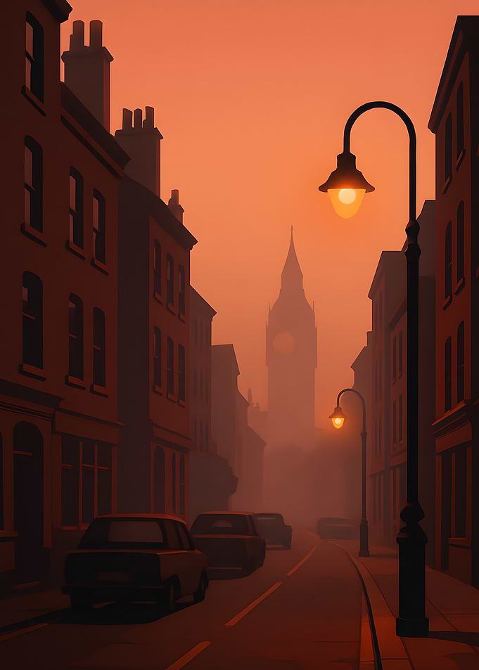 London Street Scene at Dusk