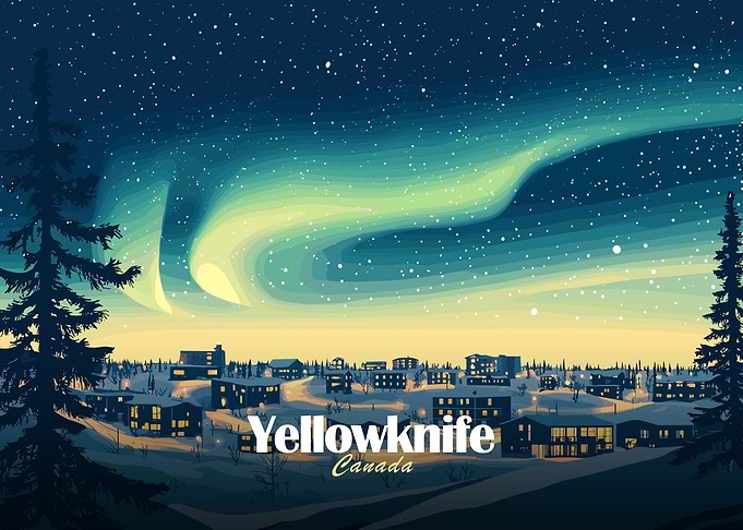 Yellowknife Canada Aurora Borealis Night Scene