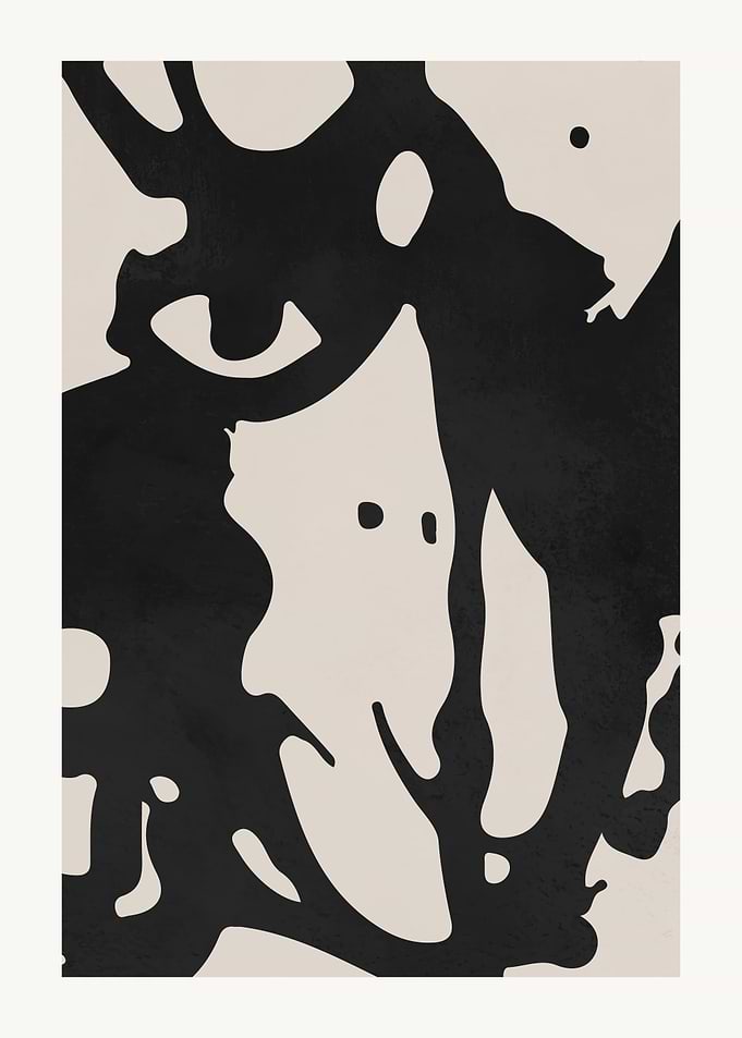 Abstract Black and Beige Art Print