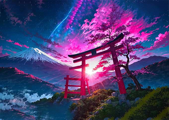 Mount Fuji Torii Gate Landscape