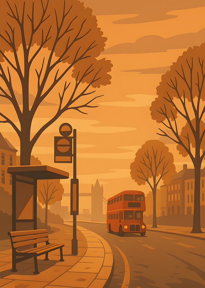 London Bus Stop Illustration