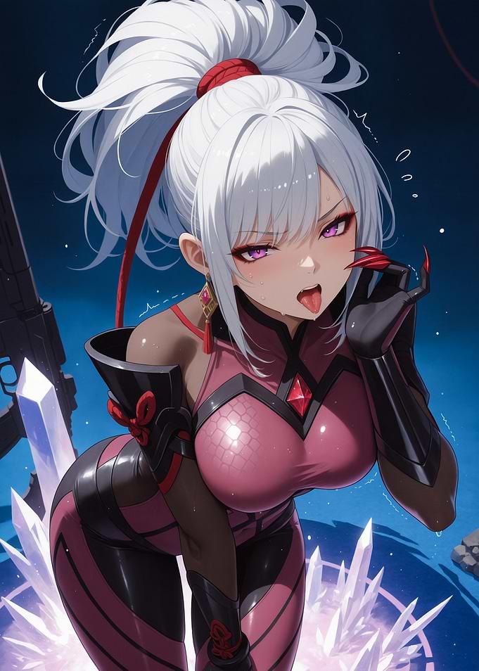 Anime Girl with White Hair and Gun