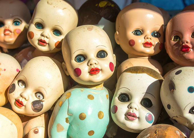 Pile of Vintage Doll Heads