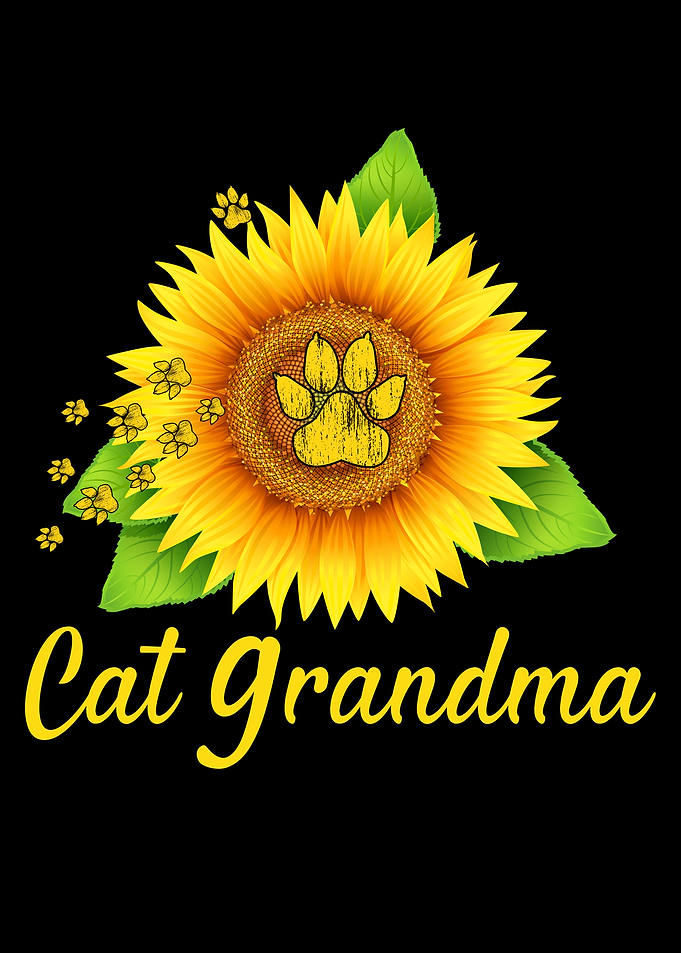 Cat Grandma Sunflower Paw Print Design