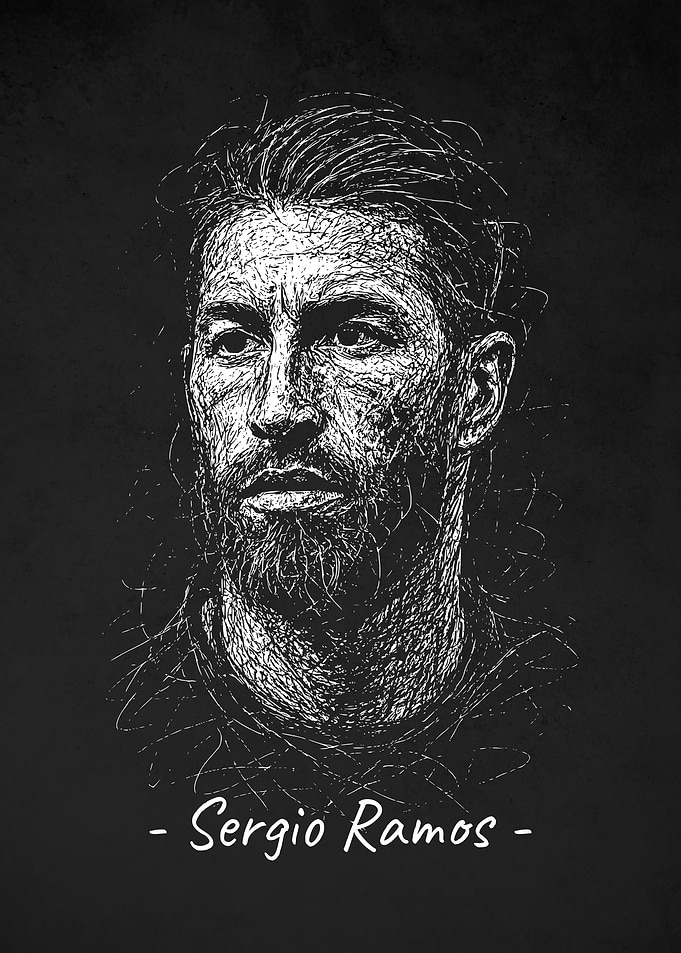 Sergio Ramos Portrait Sketch Scribble Art