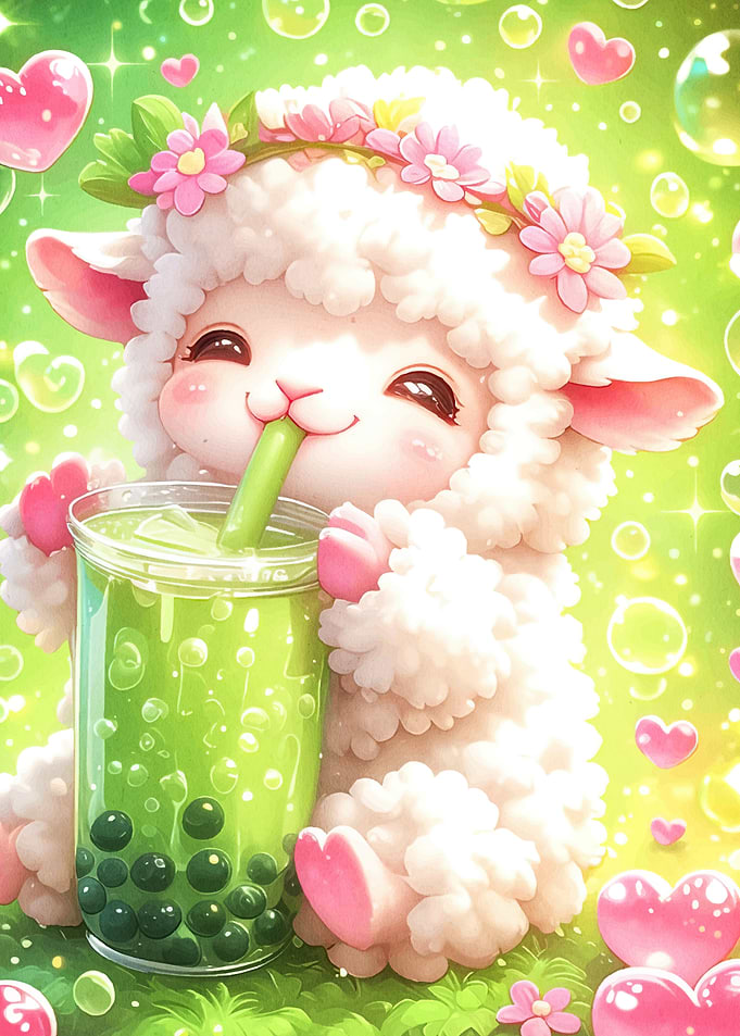 Cute Sheep Drinking