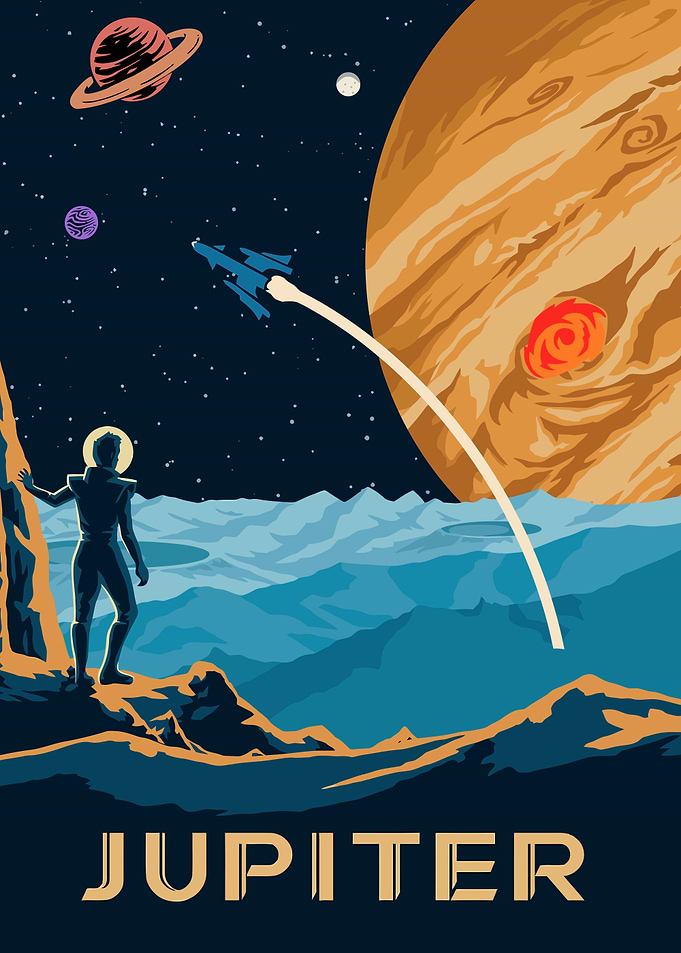 Jupiter Space Travel Poster