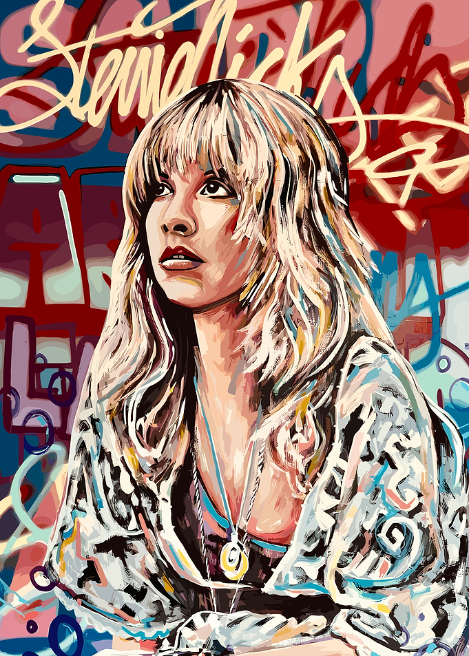 Stevie Nicks Portrait with Graffiti Background