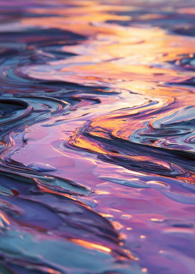 Abstract Liquid Swirls with Sunset Colors