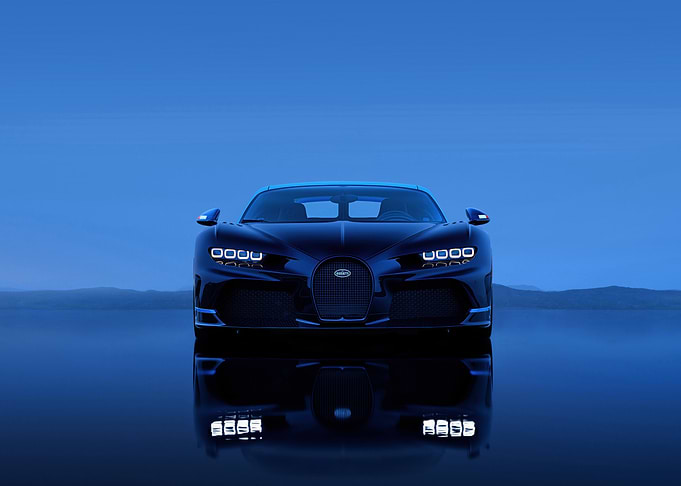 Blue Bugatti Chiron Front View