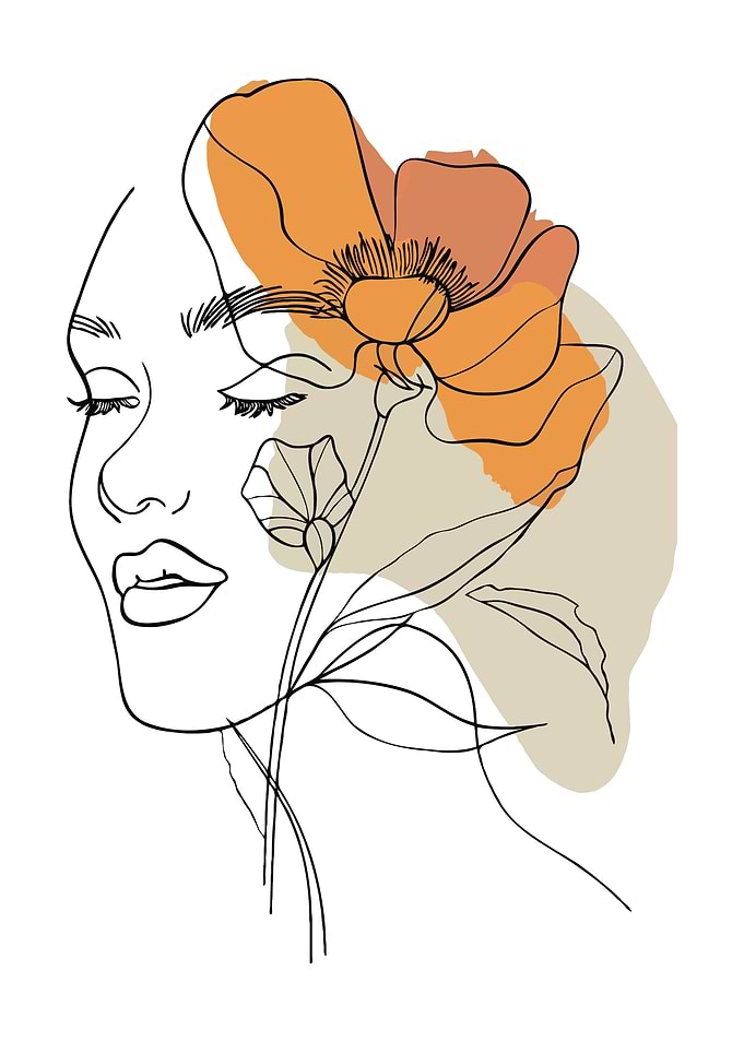 Woman and Flower Line Art Minimalist Illustration