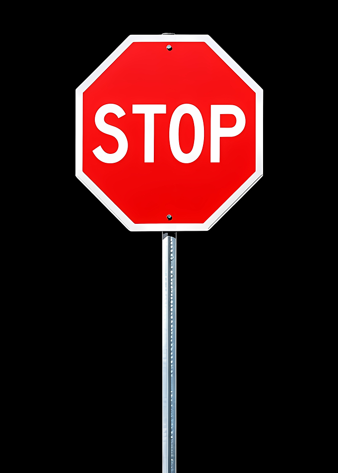 Red Stop Sign on Black Background