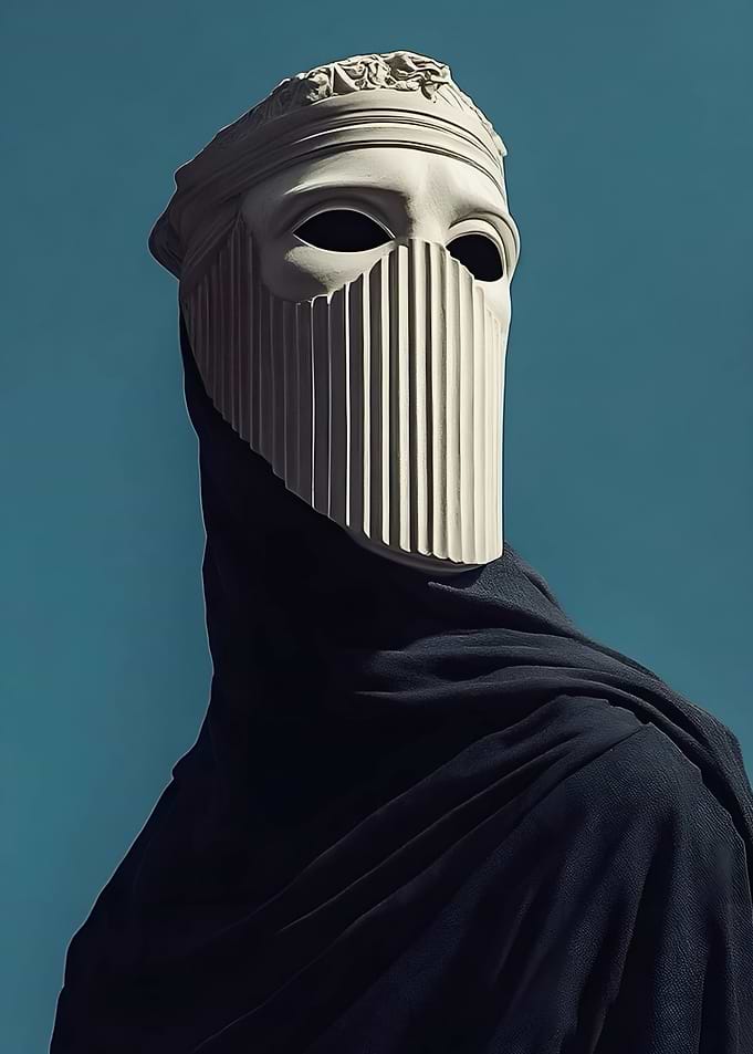 Masked Figure with Classical Elements