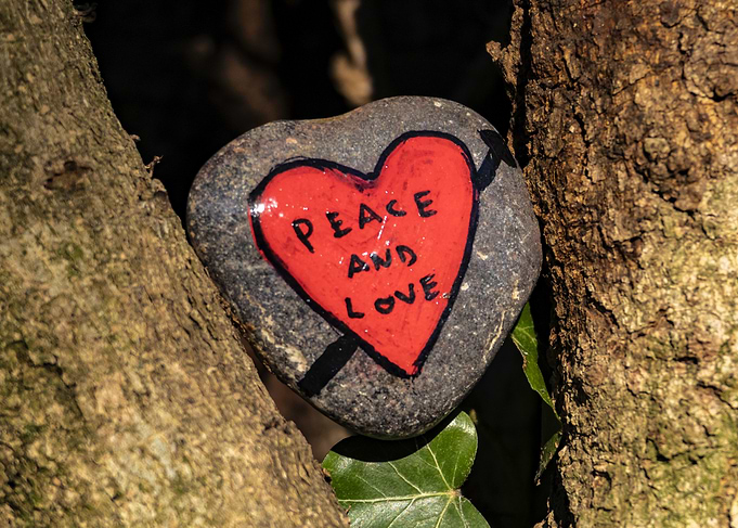 Peace and Love Painted Rock Art