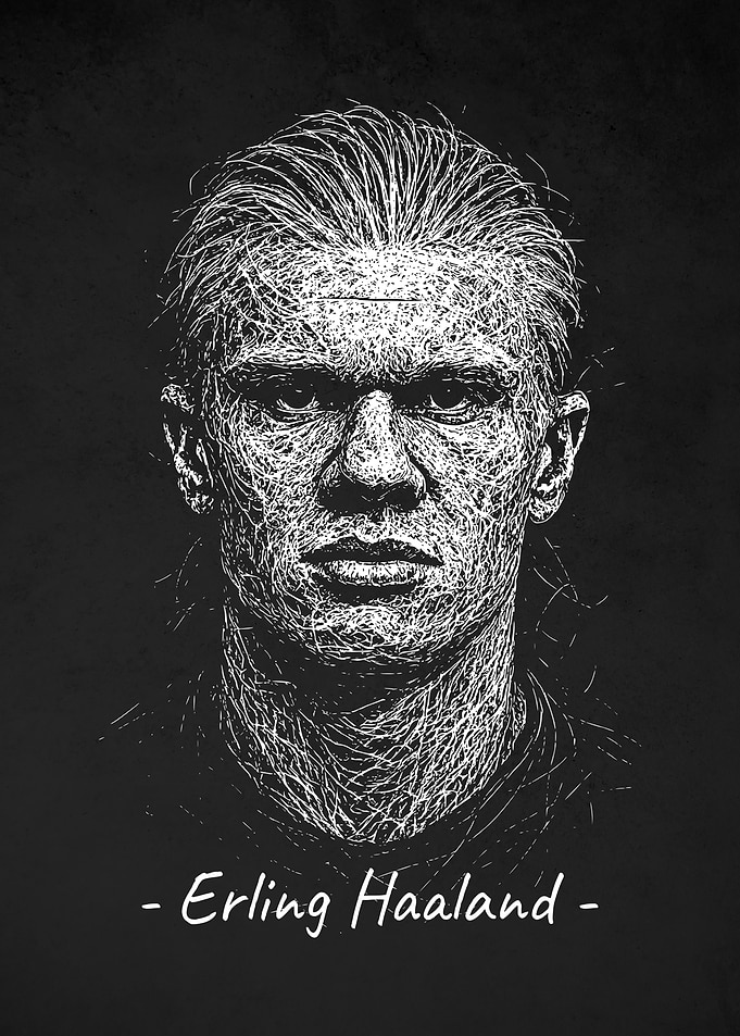 Erling Haaland Portrait Scribble Art