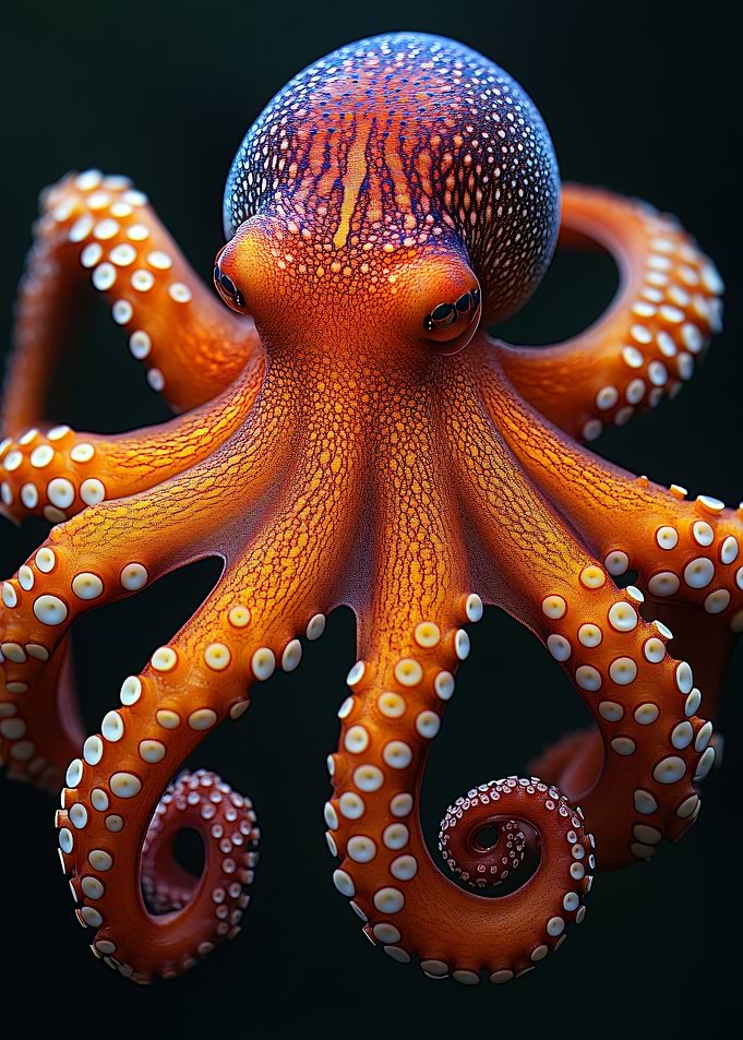 Detailed Orange Octopus Portrait