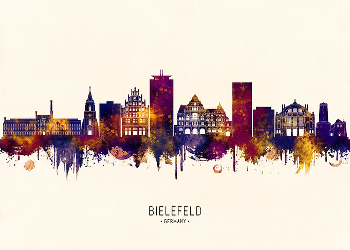 Bielefeld Germany Skyline Watercolor Silhouette