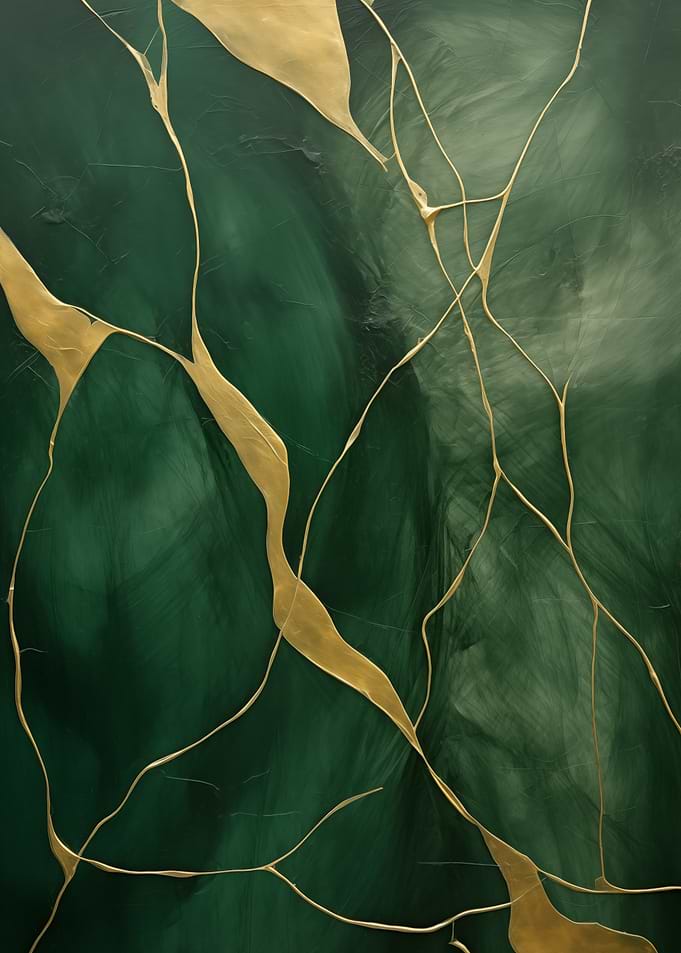 Emerald Green and Gold Art